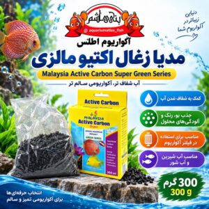 مدیا زغال اکتیو مالزی 300 گرمی   Malaysia Active Carbon Super Green Series