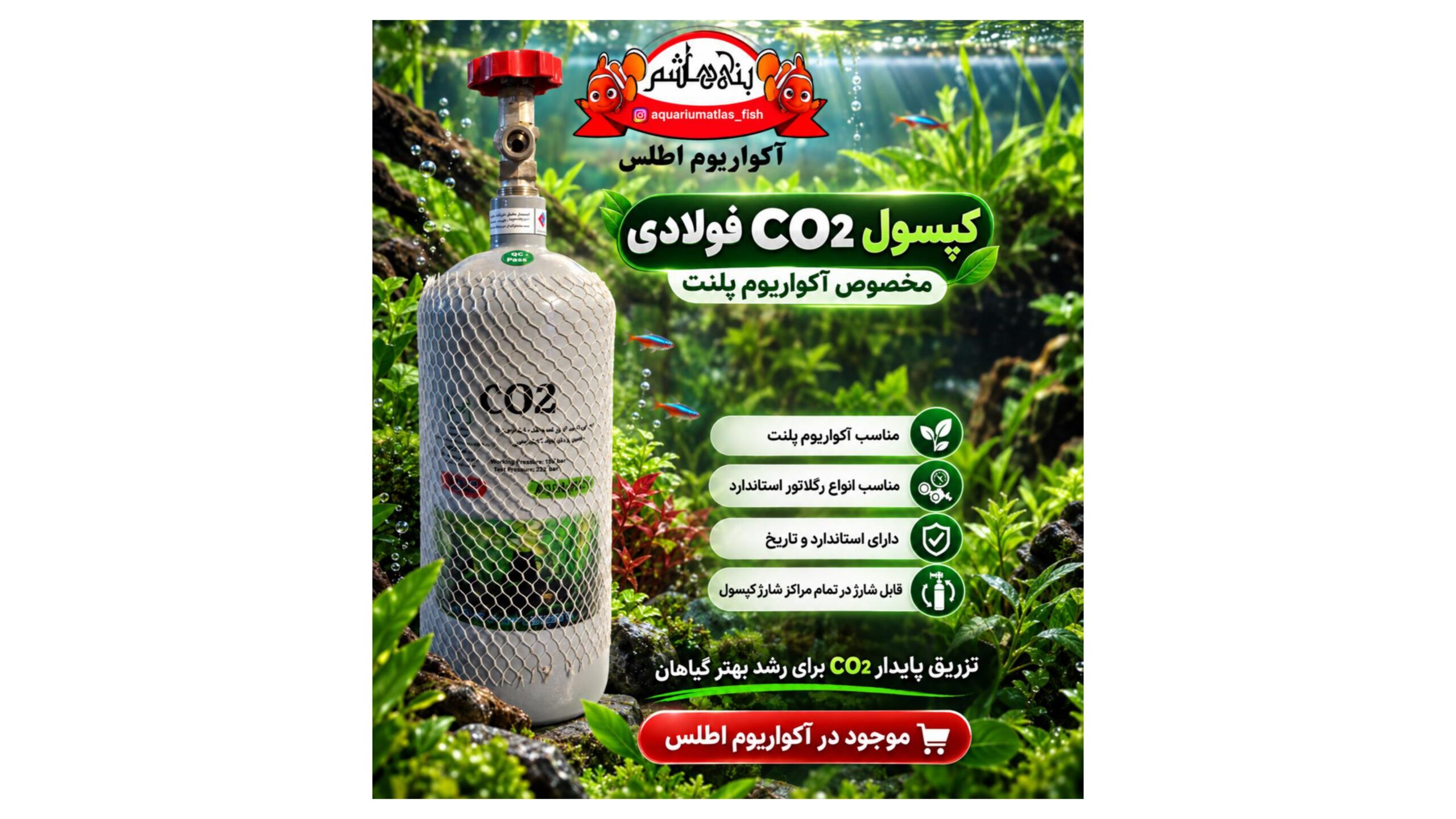 کپسول CO2 فولادی آکواریوم پلنت 3 کیلویی و 2 کیلویی